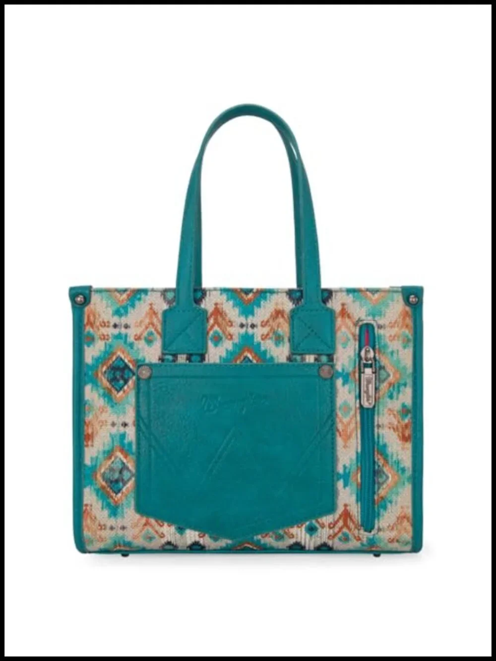 Canvas and Vegan Leather Aztec Tote Bag with Crossbody Strap